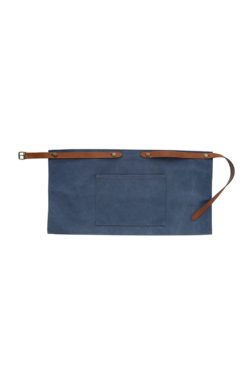 washed canvas apron short with pocket blue