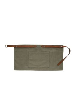 washed canvas apron short with pocket green