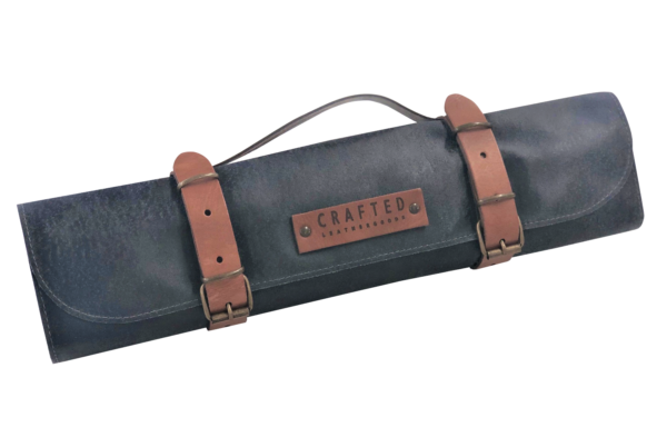 leather knife roll black