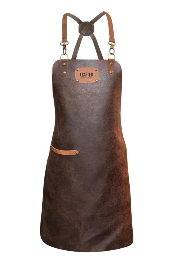leather x-strap apron brown