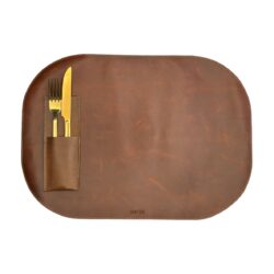 leather placemat cognac