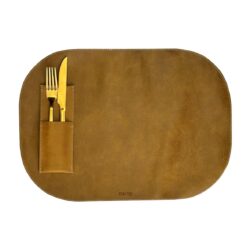 leather placemat sand